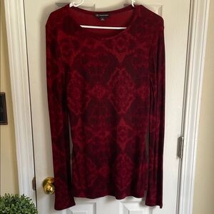 INC International Concepts Red Whimsigoth Tie Dye Pattern Long Sleeve Top